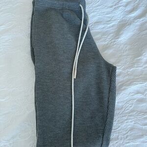 Varley Gray Waffle Knit Pants with White Drawstring